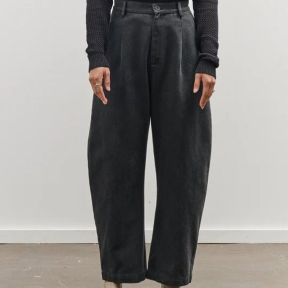 7115 by Szeki Sand-washed Tailored Curve Legged Trouser - Washed Black - Picture 1 of 9